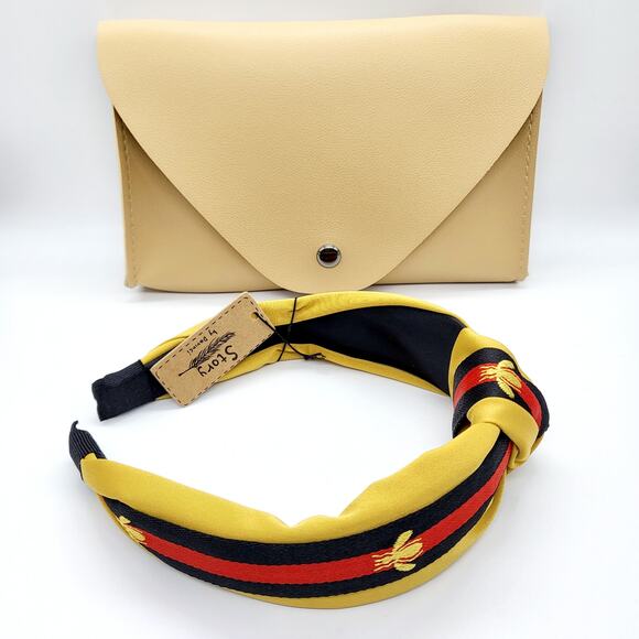 NWT Story Bumble Bee Headband NWOT Tan Snap Closure Fanny Pack Bundle - Picture 1 of 10